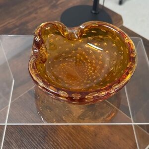 Amber Murano Bullicante Ashtray/ Bowl